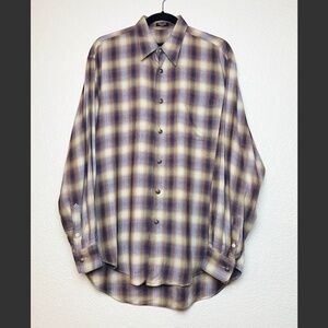 ACORN by Bob Goldfeder Flannel Plaid Button Top M